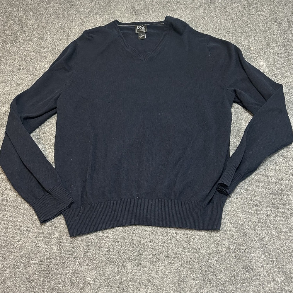 Jos. A. Bank Traveler Blue V-Neck Sweater Men's L 100% Pima Cotton Preppy Office